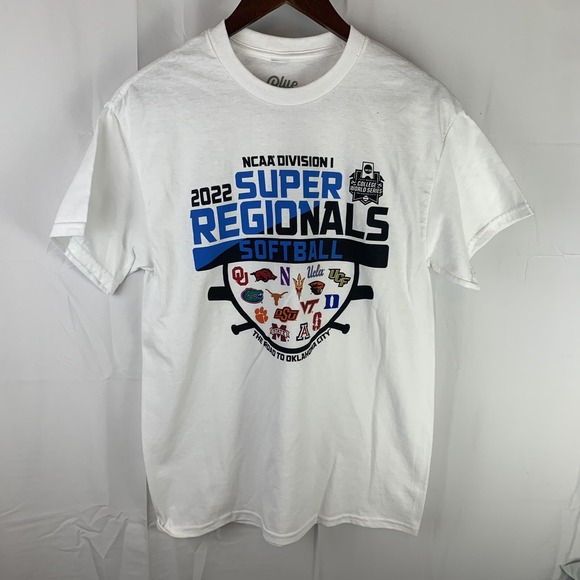 2022 NCAA Division I Softball Super Regionals Adult White Medium T-shirt - Picture 1 of 7